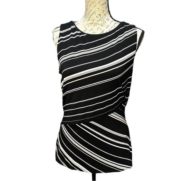White House Black Market Tops - WHBM Black and White Stripe Sleeveless Top Size Medium NWOT